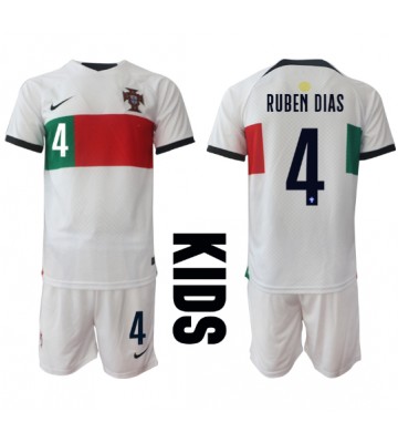 Portugal Ruben Dias #4 Bortedraktsett Barn VM 2022 Kortermet (+ Korte bukser)